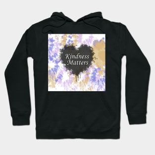 Inspirational Quote KINDNESS MATTERS Heart Black & Purple Splatter Graphic Art Designed Gifts Hoodie